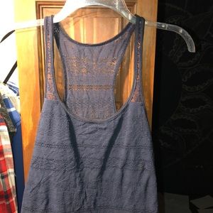 Navy tank top, with lace bottom, super flattering
